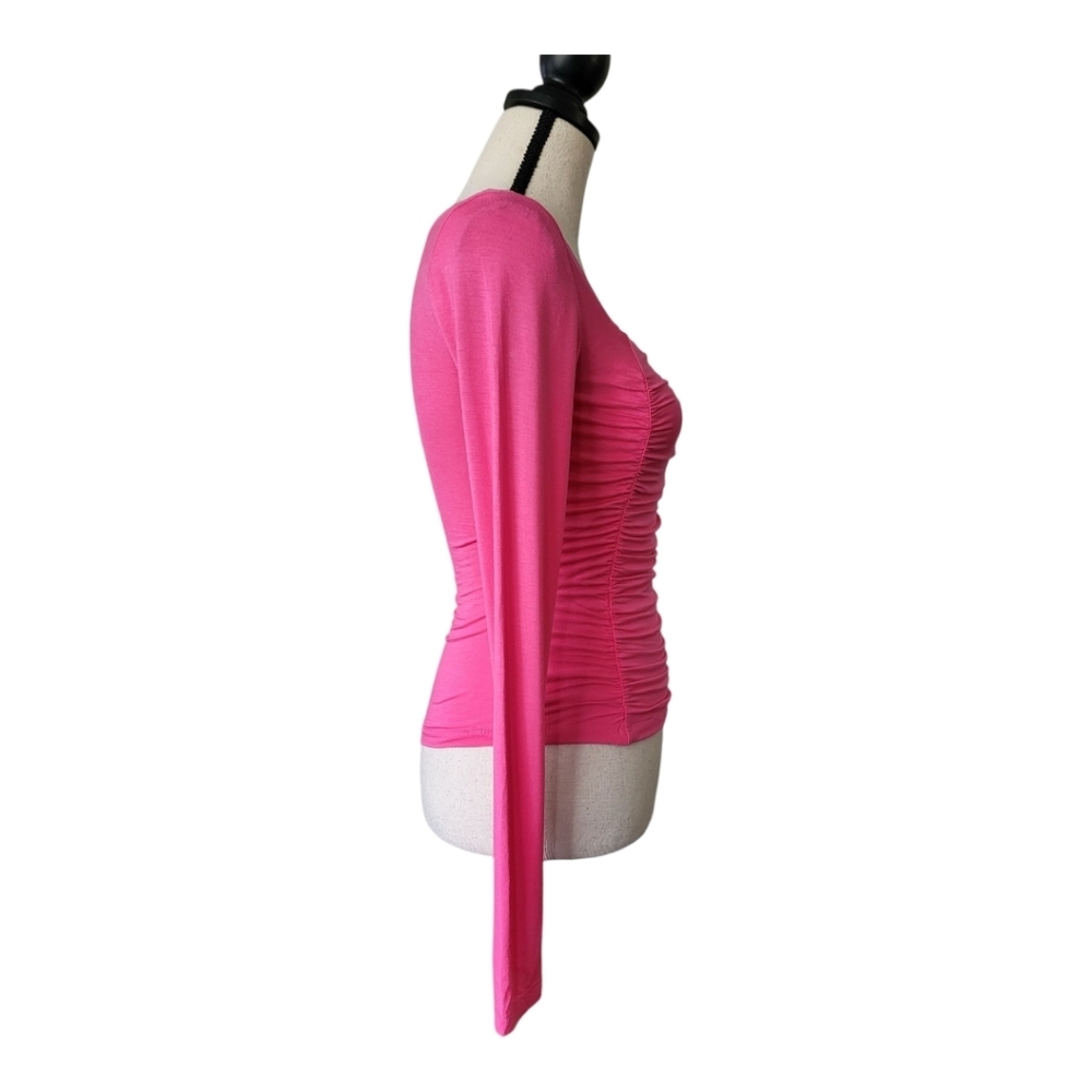 💕Elodie Square Neck Long Sleeve Rouched Crop Top Size XS New‎ - Picture 3 of 7